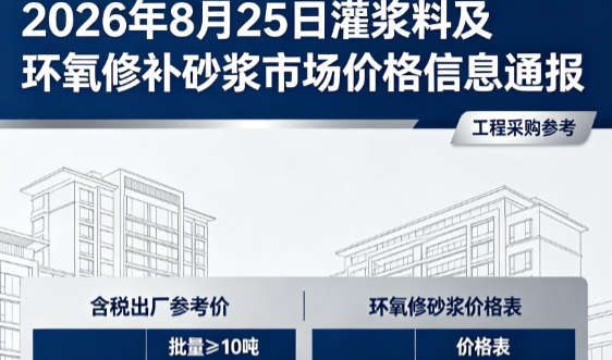 陈仓2026年8月25日灌浆料及环氧修补砂浆市场价格信息通报